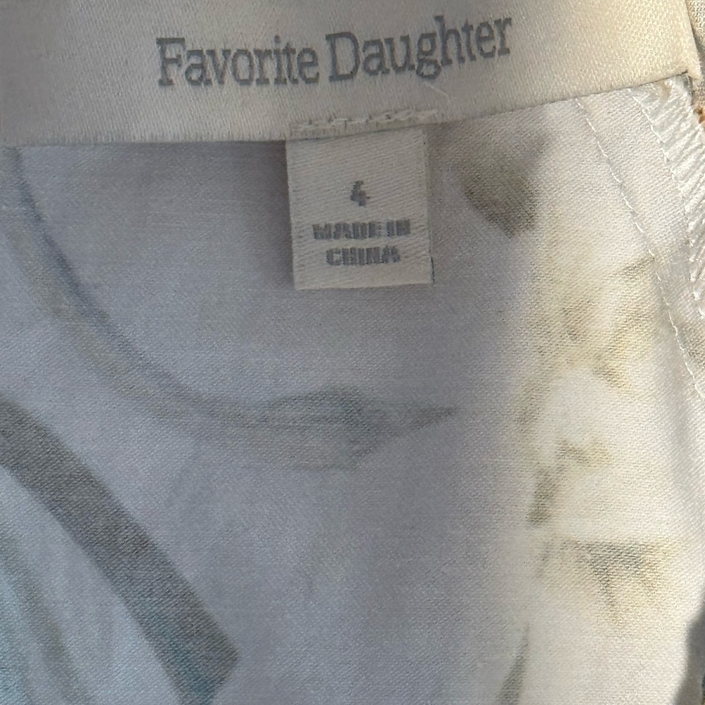 Favorite Daughter Floral V-Neck Mini Dress - White, Yellow & Blue Sz 4 Zip Close - Picture 4 of 6